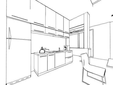Outline sketch of a interior Stock Illustration