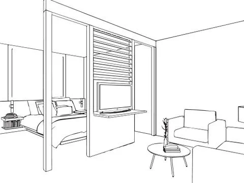 Outline sketch of a interior Stock Illustration