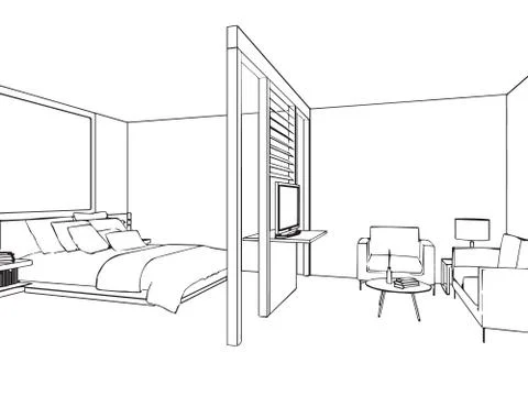 Outline sketch of a interior Stock Illustration