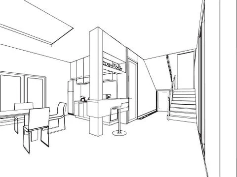 Outline sketch of a interior Stock Illustration