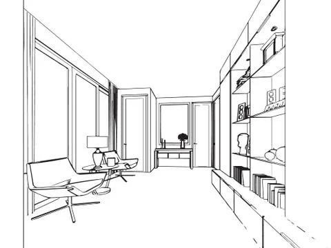 Outline sketch of a interior Stock Illustration