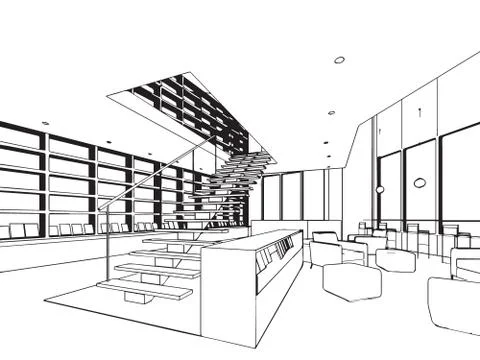 Outline sketch of a interior Stock Illustration