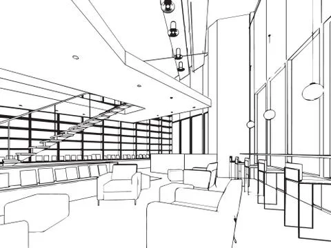 Outline sketch of a interior Stock Illustration