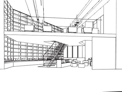 Outline sketch of a interior Stock Illustration
