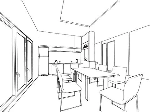 Outline sketch of a interior Stock Illustration