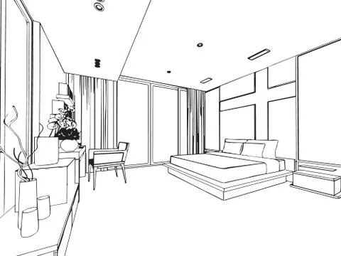Outline sketch of a interior Stock Illustration