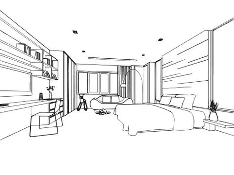 Outline sketch of a interior Stock Illustration