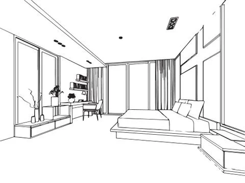Outline sketch of a interior Stock Illustration