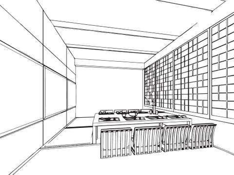 Outline sketch of a interior Stock Illustration