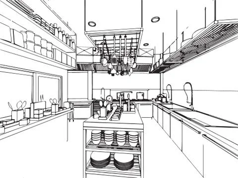 Outline sketch of a interior Stock Illustration