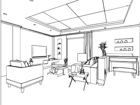 Outline sketch of a interior Stock Illustration