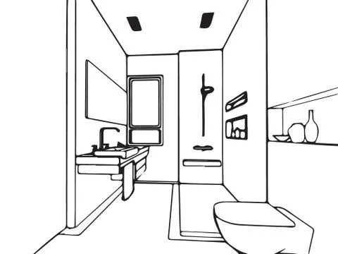 Outline sketch of a interior Stock Illustration
