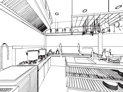 Outline sketch of a interior Stock Illustration