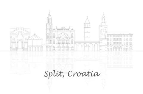 Outline Skyline panorama of City of Split, Croatia Stock Illustration