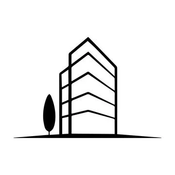 Outline Skyscraper with Tree Icon building architecture Stock Illustration