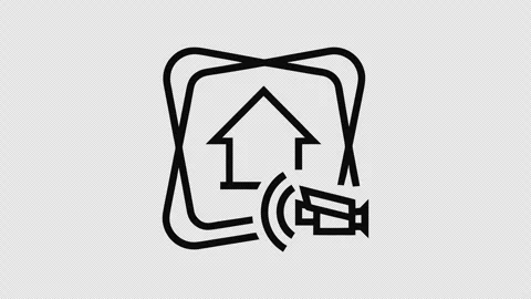 Outline Smart Home Security Camera Animation  on Transparent Background Stock Footage 337653433