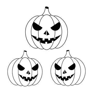 An outline of smiling Halloween pumpkins Stock Illustration