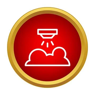 Outline smoke detector activating fire safety alarm icon Stock Illustration