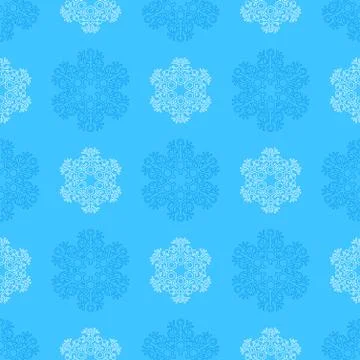 Outline snowflakes seamless pattern. Stock Illustration