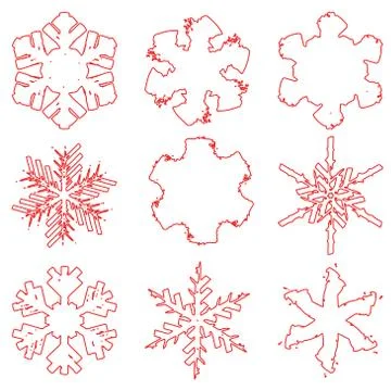 Outline Snowflakes Set Stock Illustration