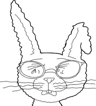 Outline of Sobbing Rabbit with Glasses Illustrazione stock