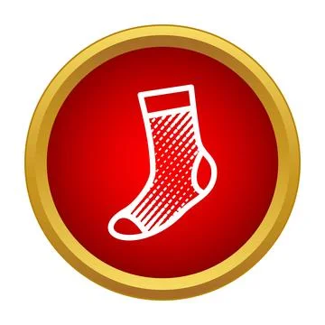 Outline sock icon in red circle button Illustrazione stock
