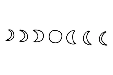 Outline Space doodle. Hand drawn Moon phases Ilustração Stock