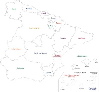 Outline Spain map Stock Illustration