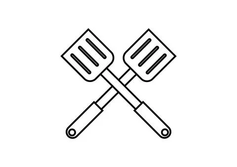 The outline of a spatula with a simple design Stock Illustration