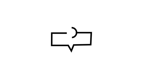 Outline Of A Speech Bubble With A Crescent Moon Shape Inside On White Backg.. Stock Footage 321583312