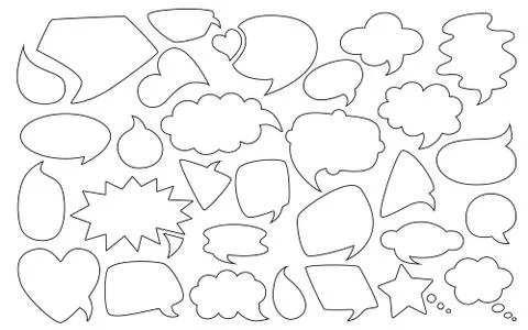Outline speech bubble silhouette line set vector Stock Illustration
