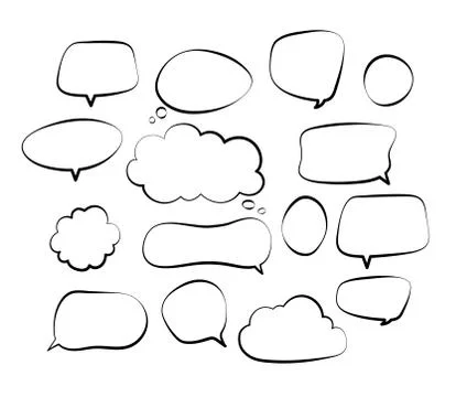 Outline speech bubbles. Doodle speech balloon sketch hand drawn scribble bubble Stock Illustration