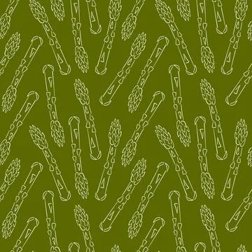Outline sprouts of asparagus seamless pattern. Design for product packaging Illustrazione stock
