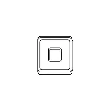Outline of a square button with a smaller square inside with a minimalist lin Stock Illustration
