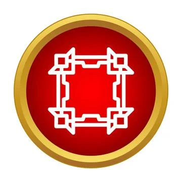 Outline square pattern in red gold framed circle Stock Illustration