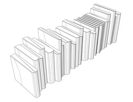 Outline of a stack of books from black lines isolated on a white background. Stock Illustration