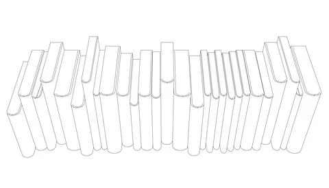 Outline of a stack of books from black lines isolated on a white background. Stock Illustration