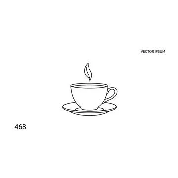 Outline steaming cup icon on white background Stock Illustration