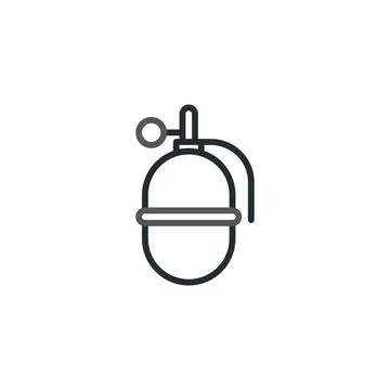 Outline style drawing of an explosive hand grenade illustration a symbol of.. Illustrazione stock