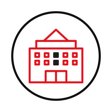 Outline of a stylized building within a circular frame represents architect.. Ilustración de archivo