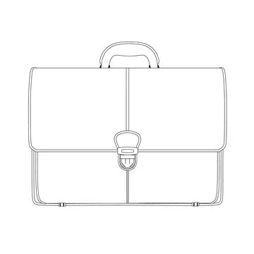 Outline of a suitcase from black lines isolated on a white background. Front Stock Illustration