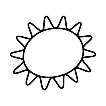 Outline sun with rays Stylized hand drawn icon in trendy minimalism. Sunny Stock Illustration