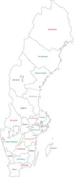Outline Sweden map Stock Illustration