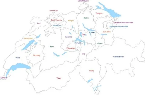 Outline Switzerland map Stock Illustration