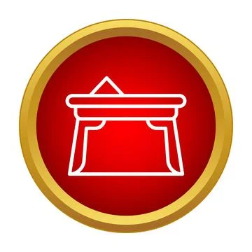 Outline table icon on red gold circle background Stock Illustration