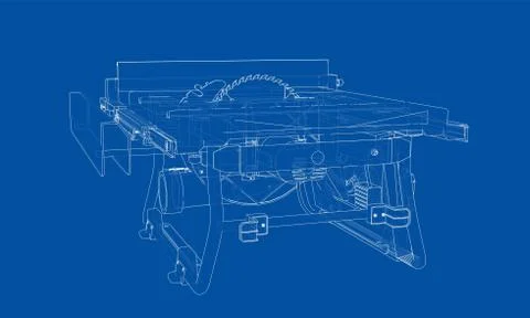 Outline table saw for woodwork vector Stock Illustration