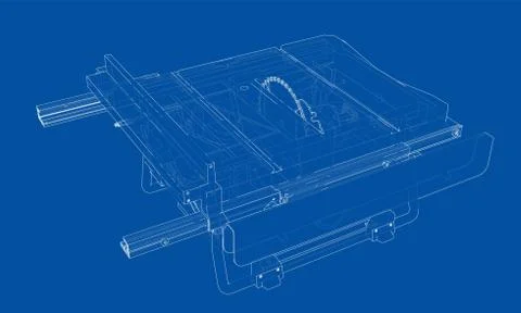 Outline table saw for woodwork vector Stock Illustration