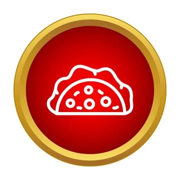 Outline of taco icon in red circle Stock Illustration
