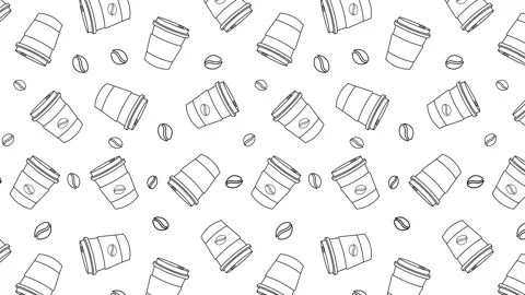 Outline takeaway coffee pattern 4k 스톡 동영상 248535810