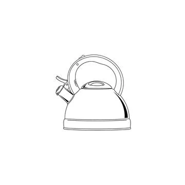 Outline teakettle icon for kitchen and beverages Stock Illustration